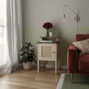 Mesa de Apoio 1 Porta Memphis Artely Pinho/Off White