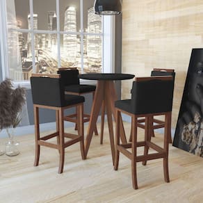 Conjunto Bistrô 1 Mesa 4 Banquetas Alta Londres CCS Interiores Pinhão/Preto