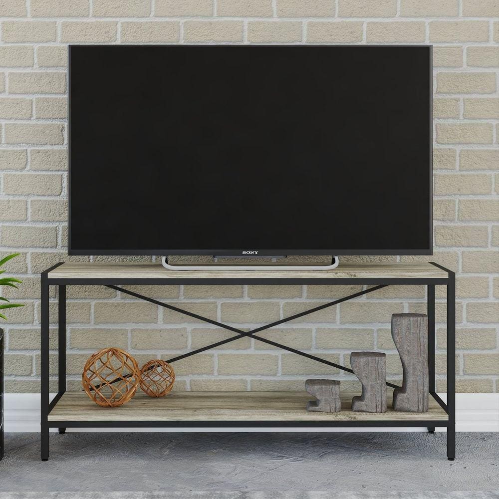 Rack para TV até 50 Polegadas 2 Prateleiras Industrial 120cm Active Yescasa Carvalho
