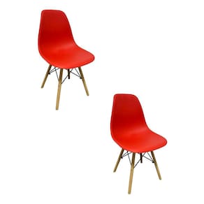 Kit 2 Cadeiras Eames Polipropileno Base Madeira Flórida Fratini Vermelho