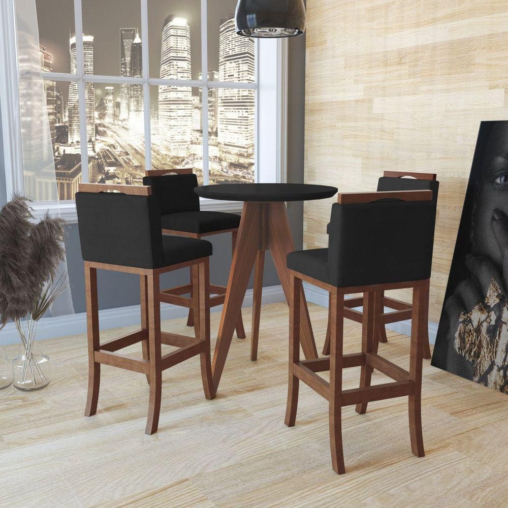 Mesa Lateral Bistrô Europa CCS Interiores Pinhão/Preto