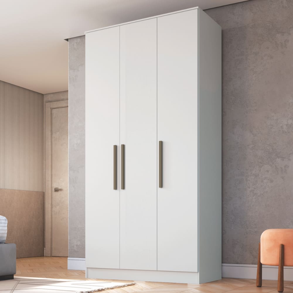 Guarda Roupa 3 Portas 2 Gavetas Wood Móveis Castro Branco Line