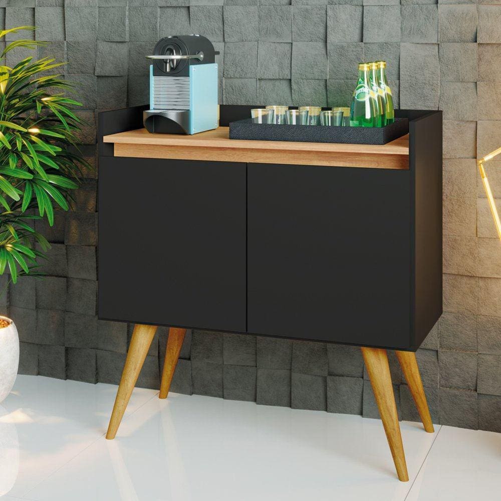 Buffet Aparador 2 Portas Gold Preto/Mel