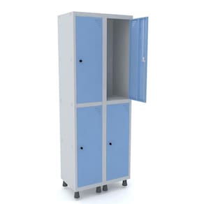 Guarda Volume Roupeiro 4 Portas Aço GRP 502/4 Pandin Móveis Cinza /Azul Dali