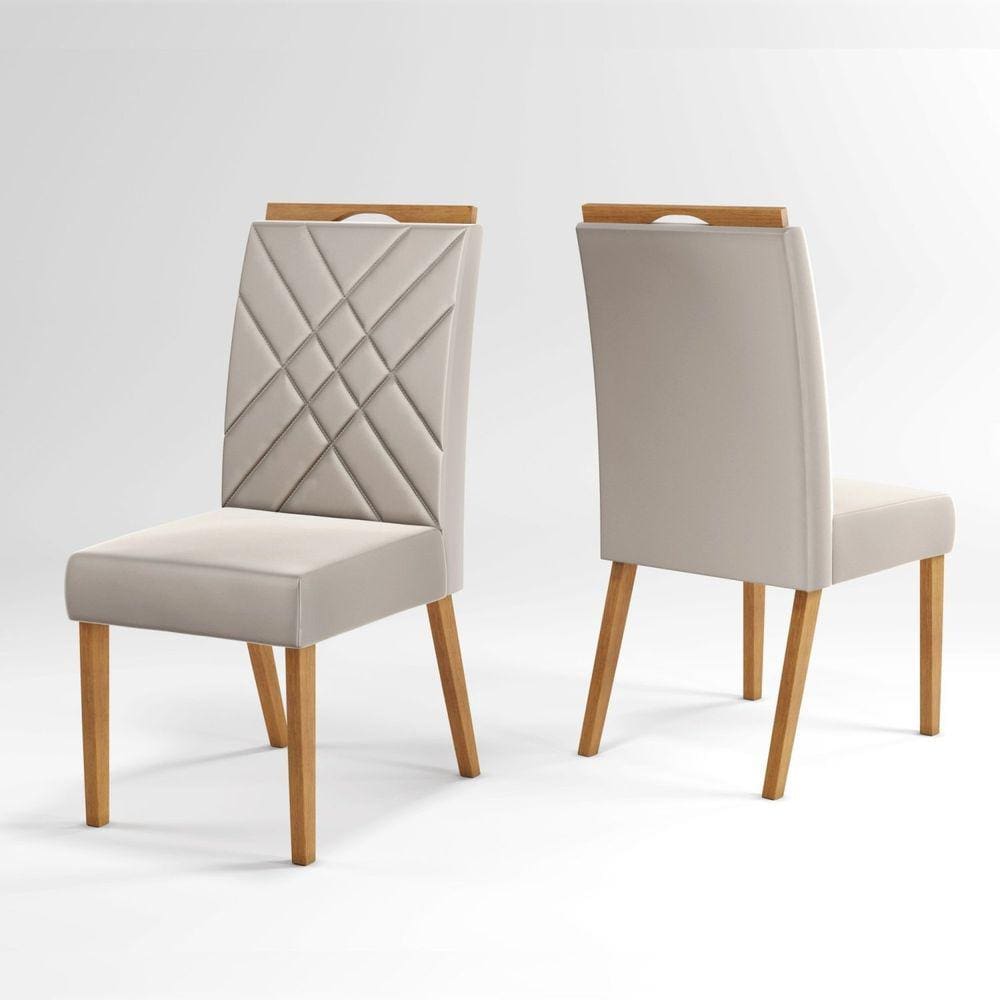 Kit 2 Cadeiras Wood Belgica Mel/Bege