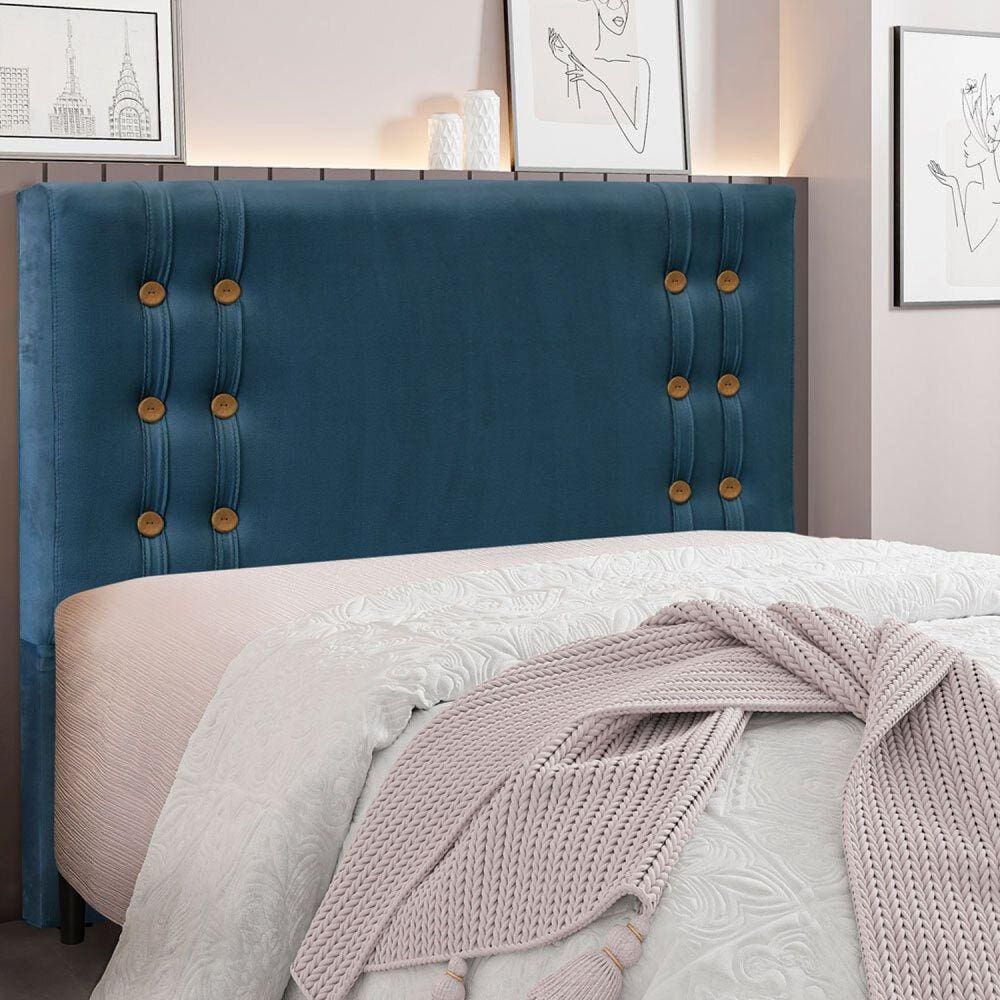 Cabeceira King 195cm Veludo Genova Spezzia Azul Marinho