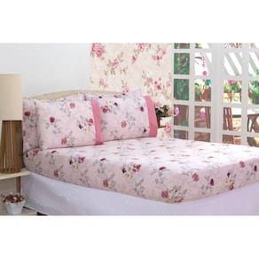 Jogo De Cama Lençol Micropercal Com Elástico Orquidea Casal 03 Pçs