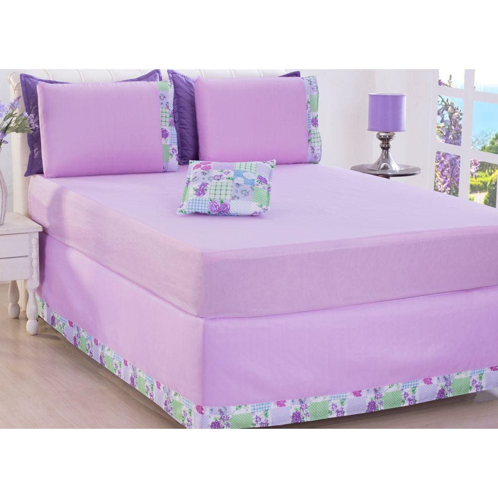Jogo De Lençol Queen Size 05 Peças Lilas