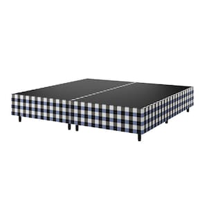 Base Box King Zeus Viero 25x193x203cm Azul Xadrez