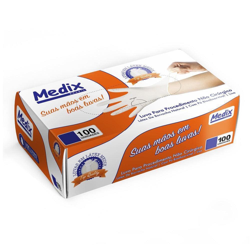 Luva de Látex Medix Com Pó Ambidestra 100 Unidades