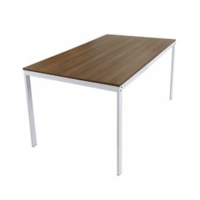 Mesa de Jantar 160cm Industrial Completa Casa Branco / Nogal