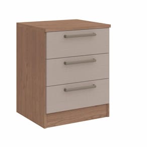 Mesa de Cabeceira Modulada 3 Gavetas Requinte+ Móveis Castro Macadâmia/Duna Line