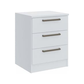 Mesa de Cabeceira Modulada 3 Gavetas Requinte+ Móveis Castro Branco Line