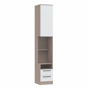 Mesa de Cabeceira Modulada Reto 1 Porta 2 Gavetas Requinte+ Móveis Castro Duna Line/Branco Line