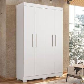 Guarda Roupa Solteiro 4 Portas 3 Gavetas Flórida 100% MDF Branco