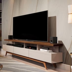 Rack para TV até 72 Polegadas 180cm 3 Gavetas 4 Nichos Vivare Giga Móveis Off White/Freijó