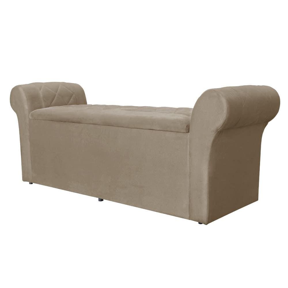Báu Calçadeira Cancun 160cm Suede Cappuccino - Vallisa Decor