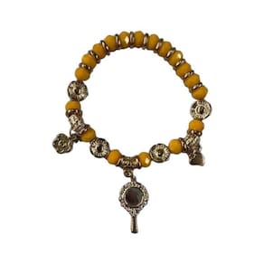 Pulseira Oxum Amarelo Gema Abebe E Flor Cristal Silicone