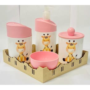 Kit Higiene Três Girafinhas C/bandeja quadrada