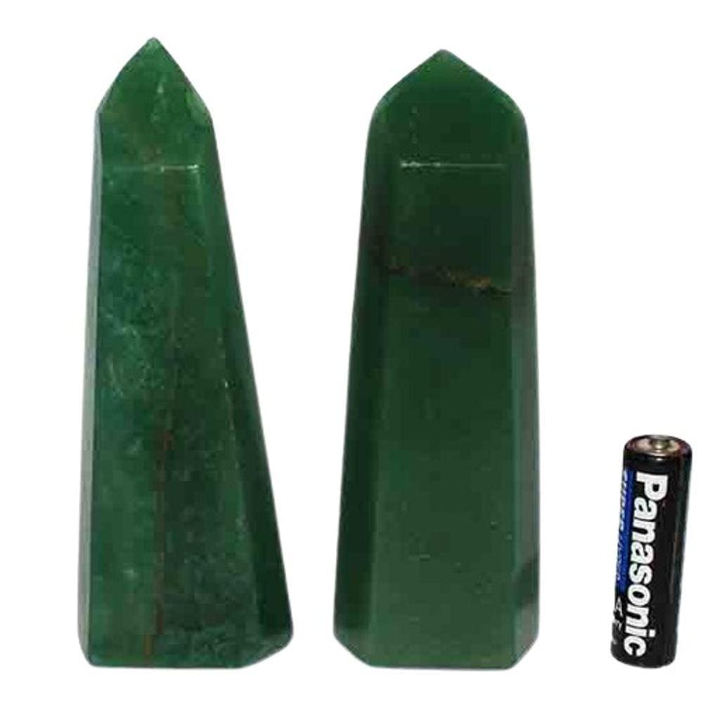 Ponta Quartzo Verde Pedra Natural Sextavado 15 a 17cm Tipo B