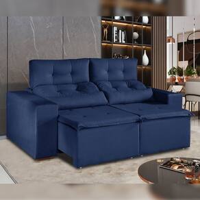 Sofá Retrátil e Reclinável 3 Lugares 194cm Libra Kasacomigo Estofados Azul