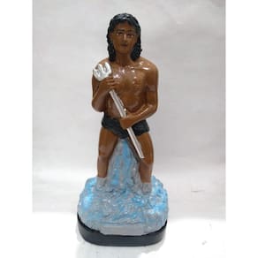 Imagem Exu Dos Rios Escultura Estatua Gesso 20 Cm