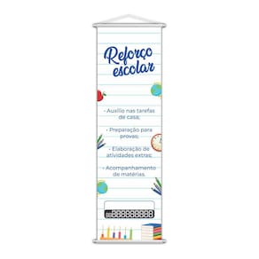Banner Reforço Escolar Ensino Telefone Contato Lona 100x30cm