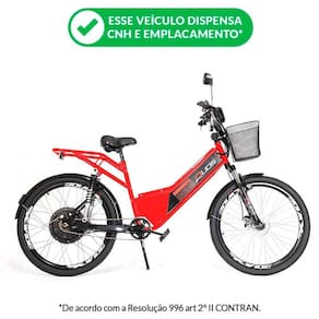 Bicicleta Elétrica - Confort Full - 800w - Vermelha - Duos Bikes