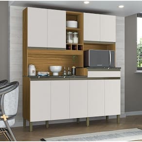 Kit Cozinha Compacta 9 Portas 1 Gaveta 100% MDF Merlot Perfil