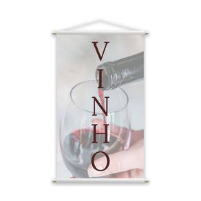 Banner Vinho Tinto Bebida Uva Taça de Vidro Lona 60x40cm