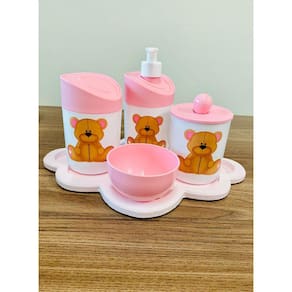 Kit Higiene Ursinha Rosa/BANDEJA NUVEM COLOR