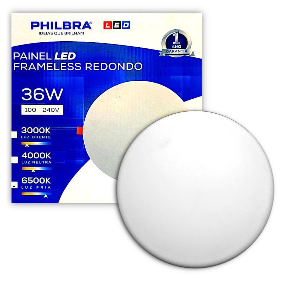 Painel Led Embutir Frameless Borda Infinita Redondo 36W