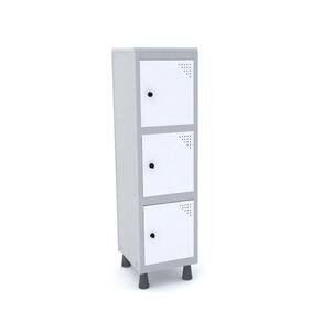 Armário Mini Roupeiro 3 Portas Aço MGRP 501/3 Cinza/Azul Del Rey