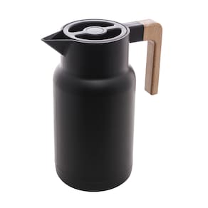 Garrafa Térmica Wood Fashion com Cabo de Madeira 1 Litro Preta