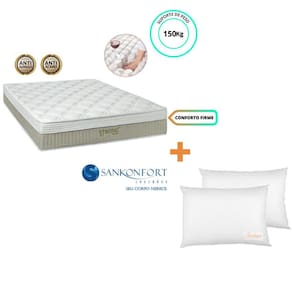 Colchão Sankonfort Strong Queen 158x198x32 + 2 Travesseiros Fibra - Linha Alta e Firme