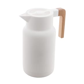 Garrafa Térmica Wood Fashion com Cabo de Madeira 1 Litro Branca