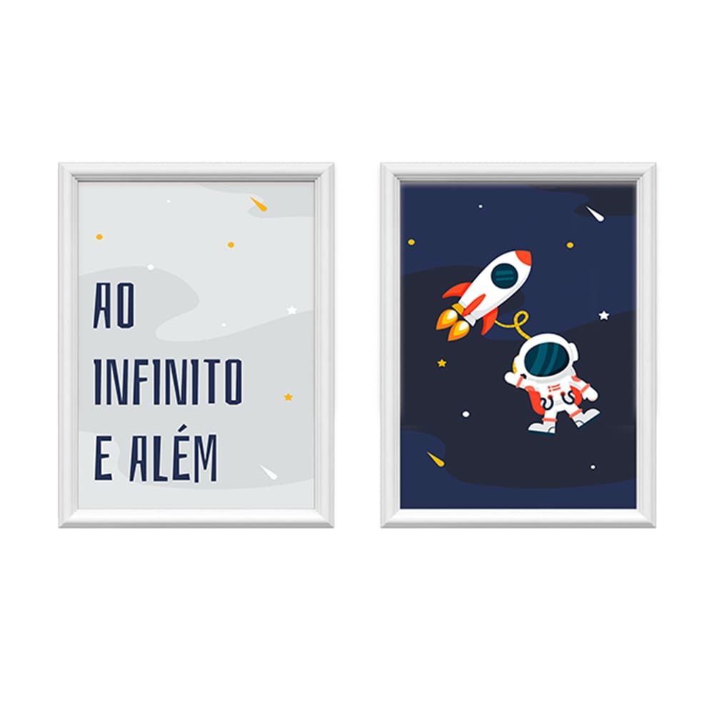 Kit 2 Quadros Decorativos Infinito e Além 34x44cm