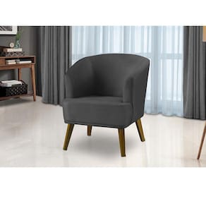 Poltrona Para Sala Decorativa Thais Suede Cinza Adonai Estofados