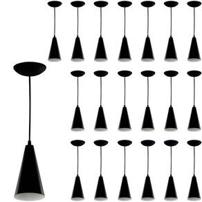 Kit 20 Pendentes Cone Lowcost Aluminio Decoracao Preto