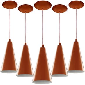 Kit 5 Pendentes Cone Lowcost Aluminio Decoracao Cobre