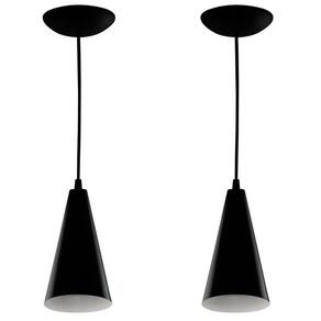 Kit 2 Pendentes Cone Lowcost Aluminio Decoracao Preto