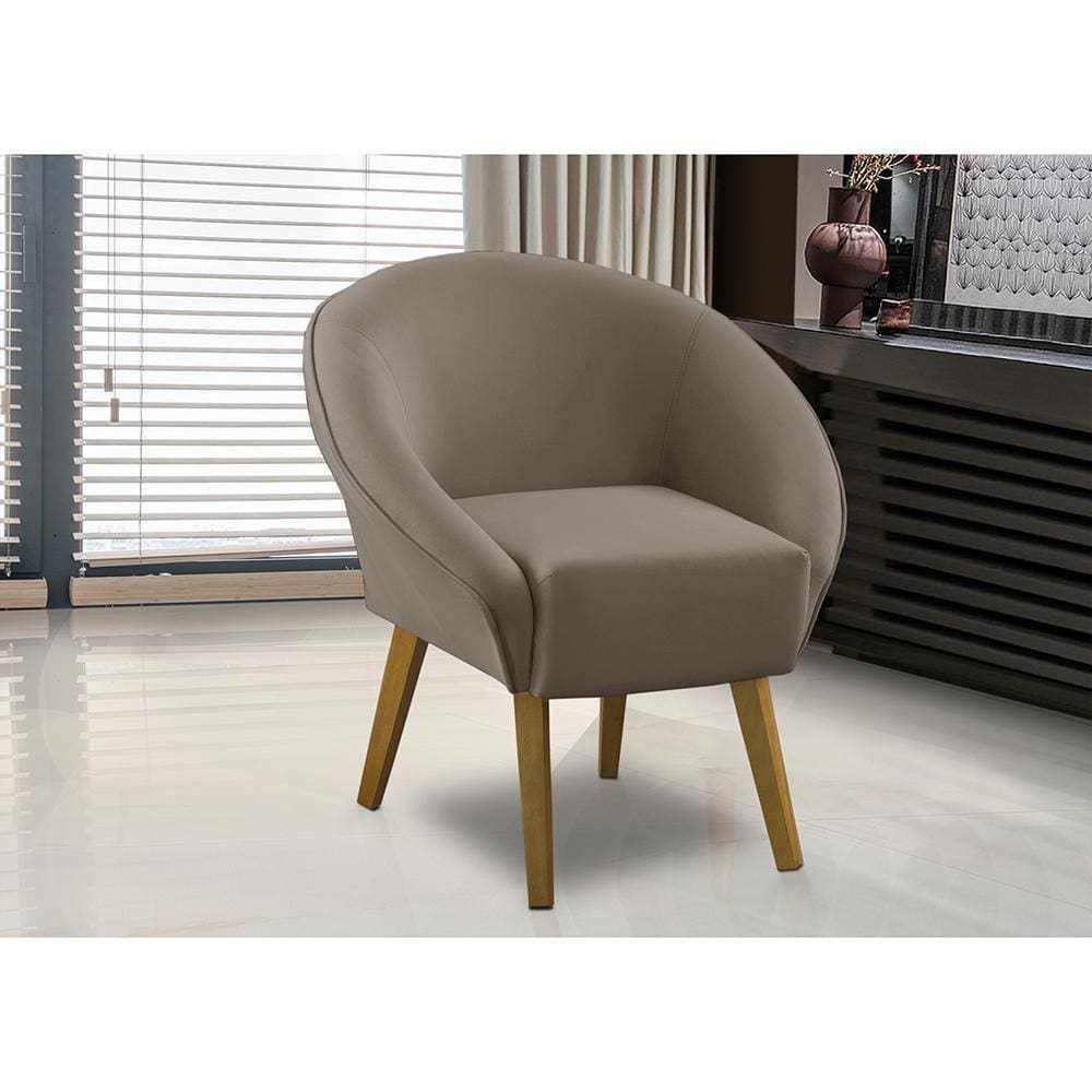 Poltrona Para Sala Decorativa Milena Veludo Cappuccino Adonai Estofados