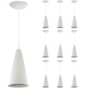 Kit 10 Pendentes Cone Lowcost Aluminio Decoracao Branco