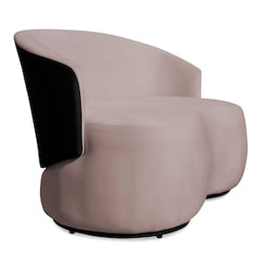 Sofá Namoradeira 2 Lugares Decorativa Lara Veludo Rosê/PU Preto - Montanaris Decor