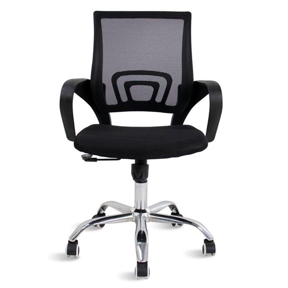 Cadeira Giratória Office Santiago Preto Base Cromada D´rossi