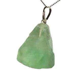 Colar Pedra Fluorita Verde Bruto Natural Pino Prata 950