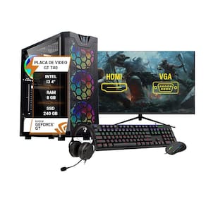 Pc Gamer Completo Intel I3 4º Gt 740 Ram 8Gb Ssd 240Gb 27