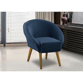 Poltrona Para Sala Decorativa Milena Veludo Azul Adonai Estofados