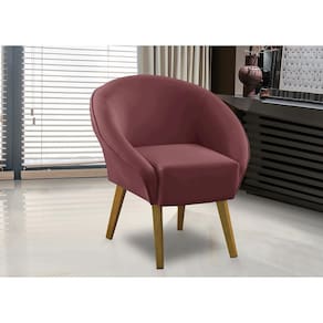 Poltrona Para Sala Decorativa Milena Veludo Rosê Adonai Estofados