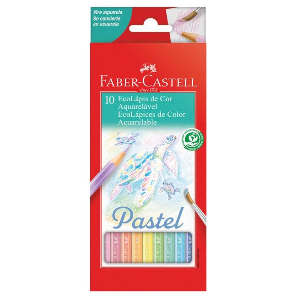 Lápis de cor 10 cores pastel aquarelável 120210P Faber Castell